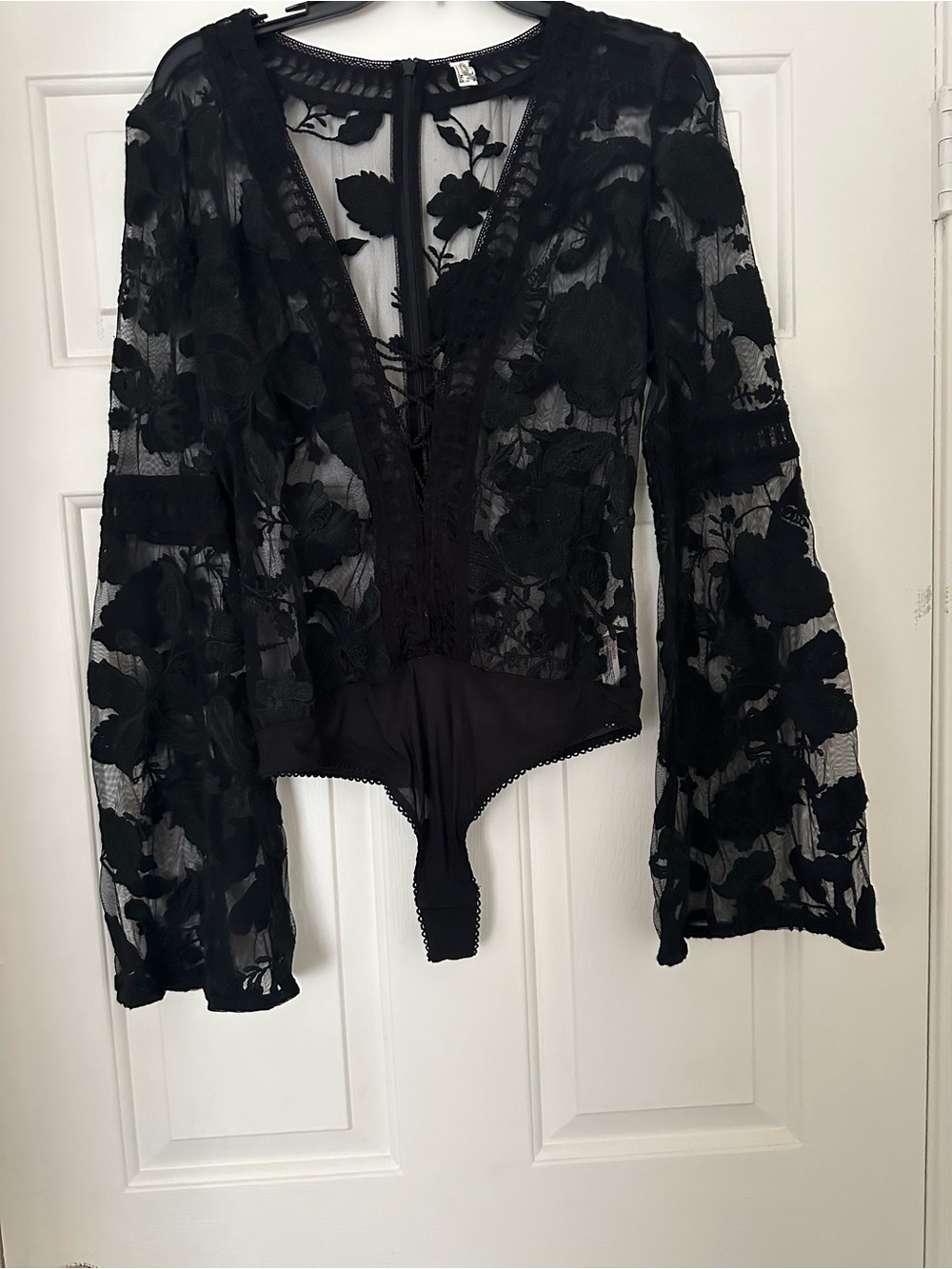 FREE PEOPLE Lace Floral Sheer Bodysuit - Women Tops